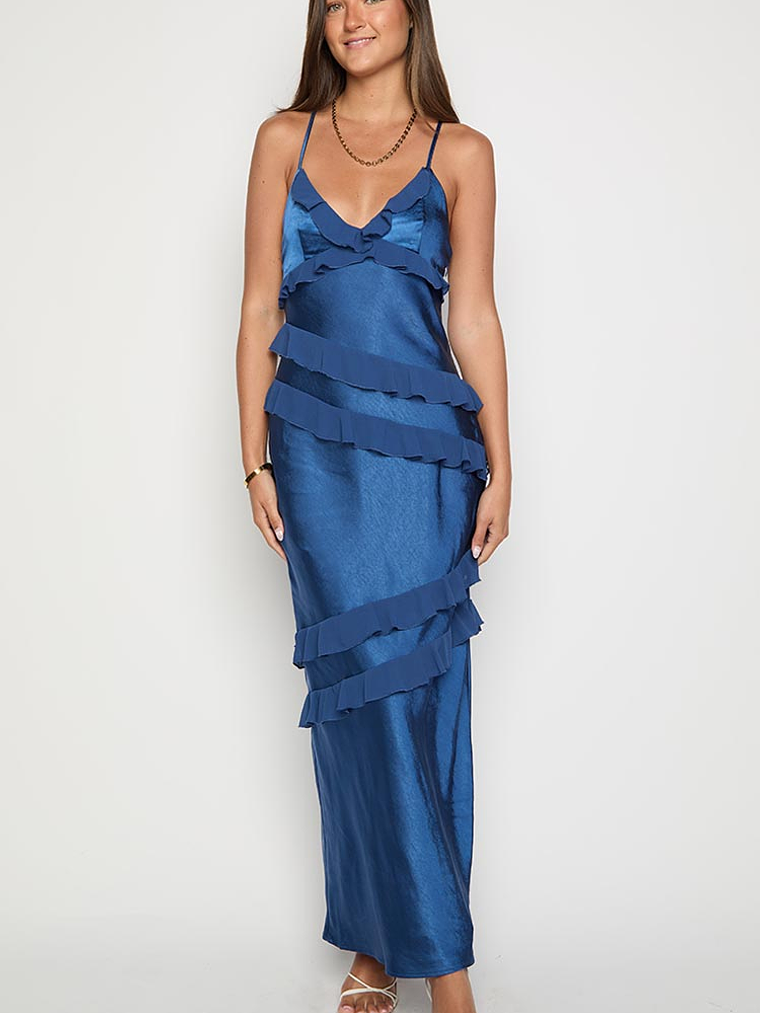 Inara Navy Ruffle Maxi Dress 2