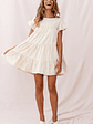 Hyacinth Ruffle Sleeve Smock Dress Beige - thumbnail 6