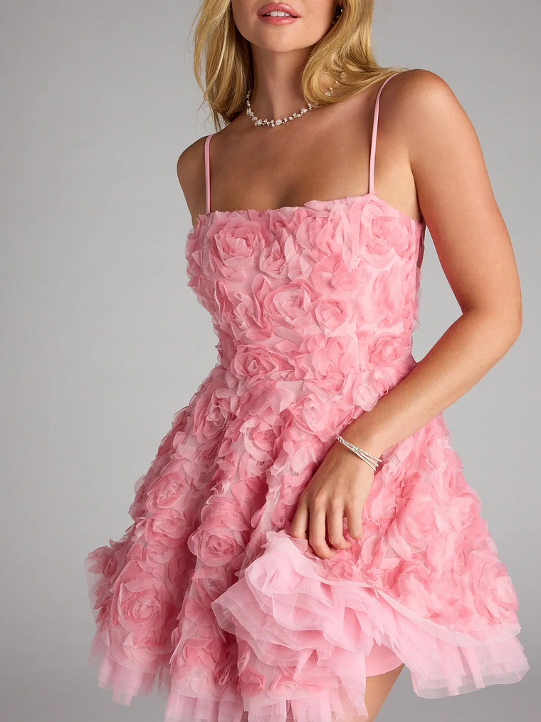 Hallie Rosette Lace-Up Skater Dress 8