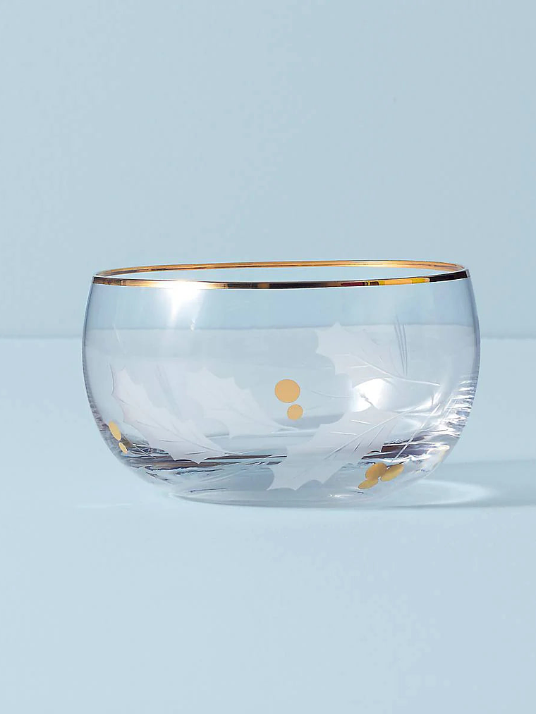 Holiday Gold Glass Nut Bowl 1