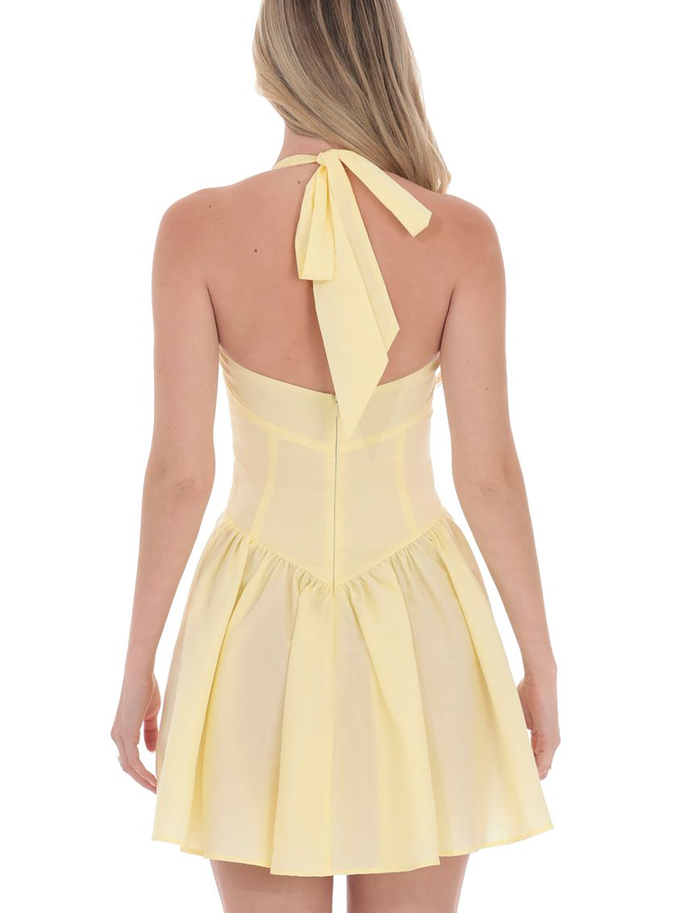 Halter A-line Dress in Yellow 2