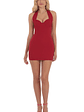 Halter Bodycon Dress in Rose Red - thumbnail 4