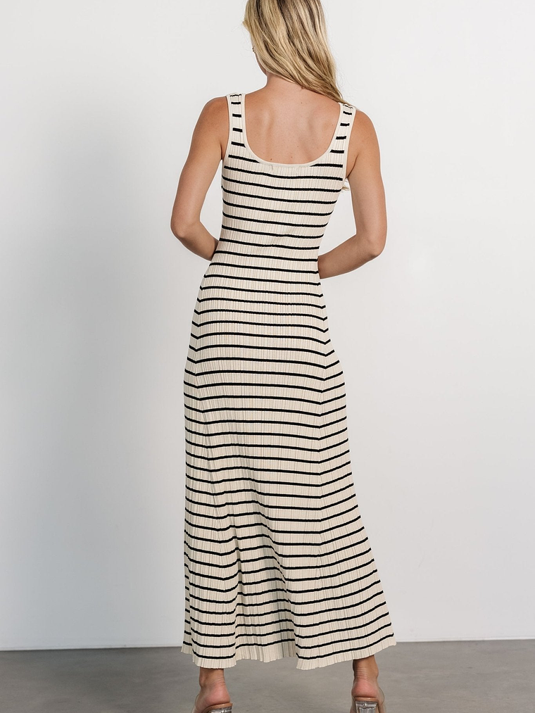 Jesse Ribbed Tank Maxi Dress | Ivory + Black 5
