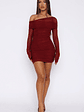 I Feel Love Long Sleeve Mini Dress Burgundy - thumbnail 5