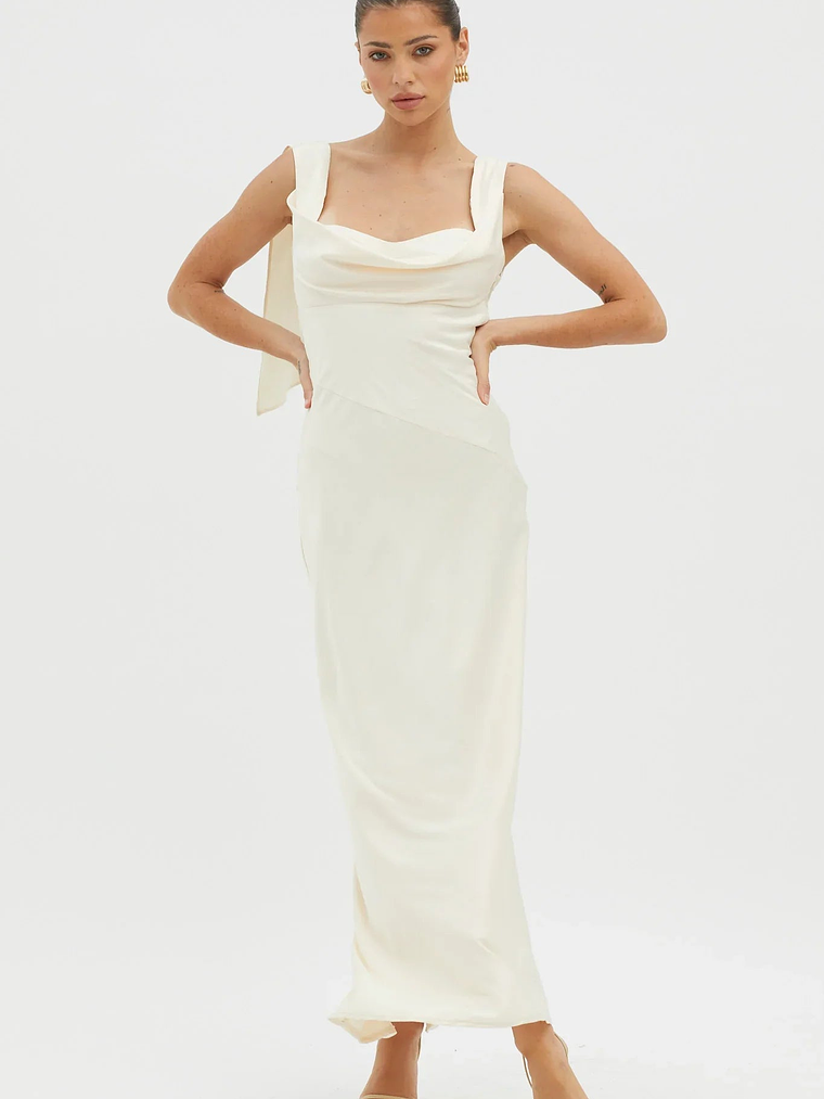 It's A Date Cowl Neck Maxi Dress Pearl 1