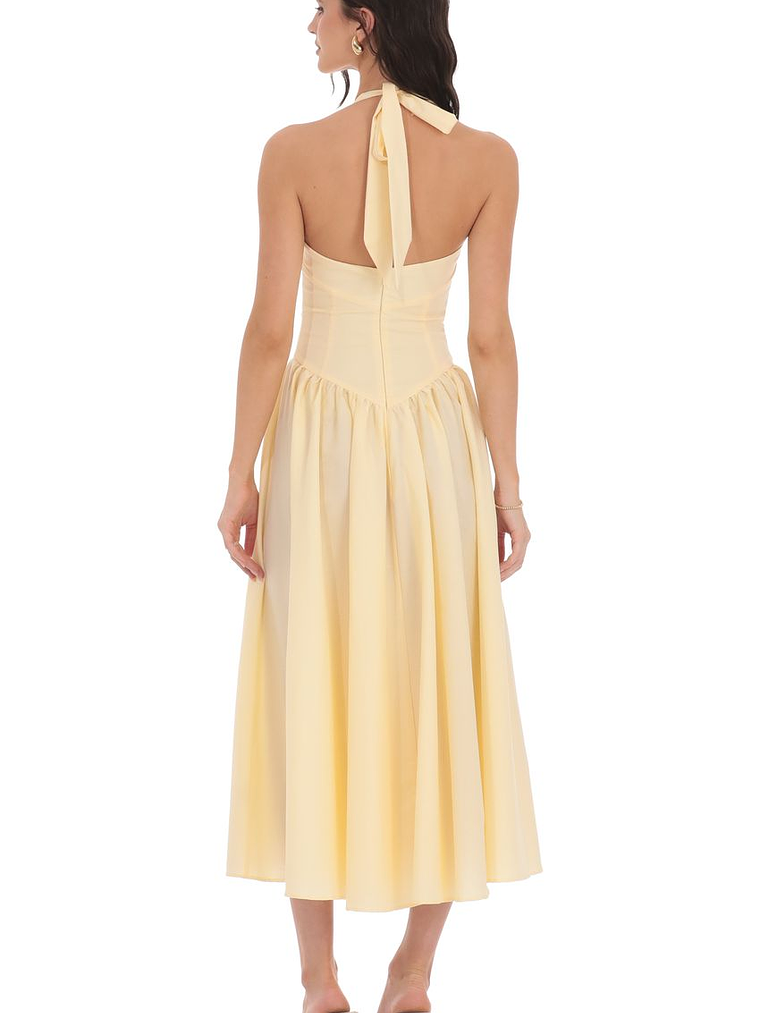 Halter Midi Dress in Yellow 2