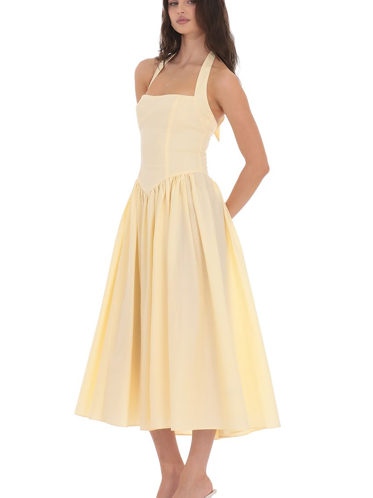 Halter Midi Dress in Yellow 3