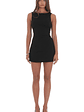 High Neck Back Bow Dress in Black - thumbnail 4