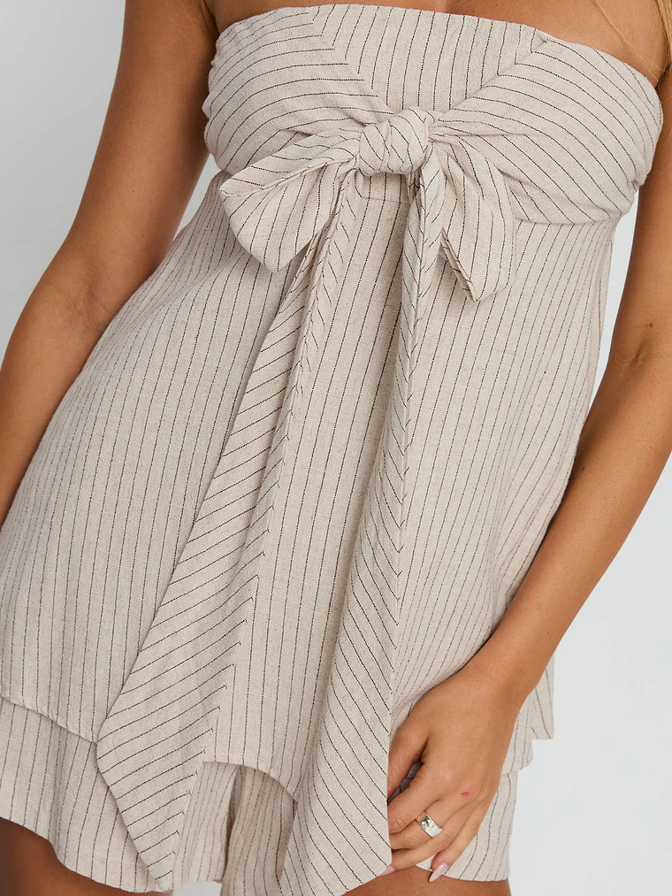 Jetsetter Strapless Playsuit Beige Stripe 5