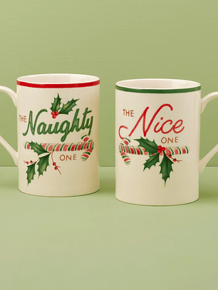Holiday Naughty & Nice Mugs, Set of 2