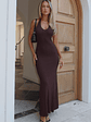 It's Only Fair Halter Maxi Dress Chocolate - thumbnail 1
