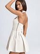 Halterneck Corset Micro Mini Dress in Ecru - thumbnail 3