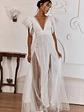Heaven's Love Deep V-Neck Tulle Maxi Dress White - thumbnail 1