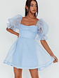 I've Got Sunshine Puff Sleeve Mini Dress Sky Blue - thumbnail 1