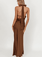 Italia Azure Crossover Halterneck Maxi Dress Chocolate - thumbnail 2