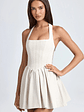 Halterneck Corset Micro Mini Dress in Ecru - thumbnail 5