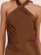Italia Azure Crossover Halterneck Maxi Dress Chocolate - thumbnail 3