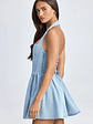 Halterneck Corset Micro Mini Dress in Light Blue Stonewash - thumbnail 3
