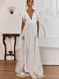 Heaven's Love Deep V-Neck Tulle Maxi Dress White - thumbnail 3