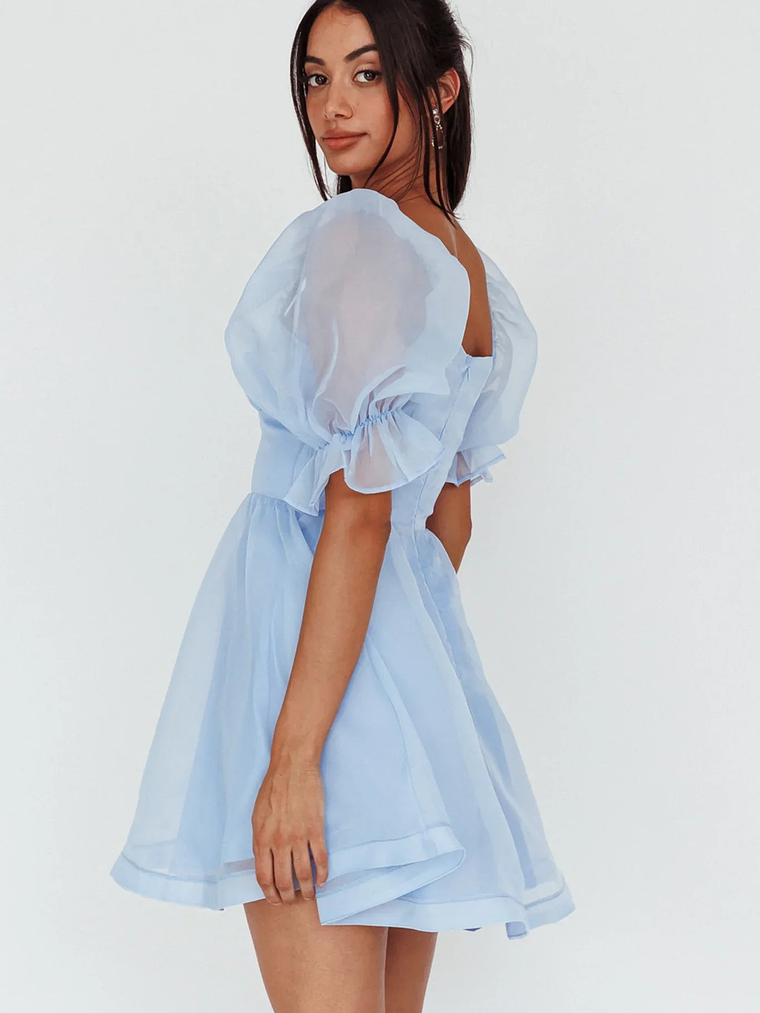 I've Got Sunshine Puff Sleeve Mini Dress Sky Blue 3