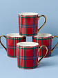 Holiday Red Tartan Mugs, Set of 4 - thumbnail 1