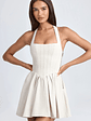 Halterneck Corset Micro Mini Dress in Ecru - thumbnail 6