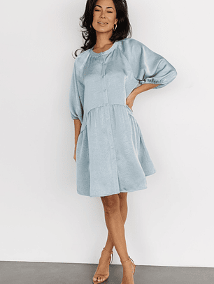 Janice Button Dress | Blue
