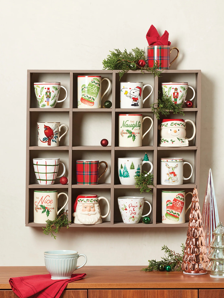 Holiday Red Tartan Mugs, Set of 4 2