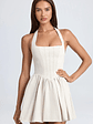 Halterneck Corset Micro Mini Dress in Ecru - thumbnail 7