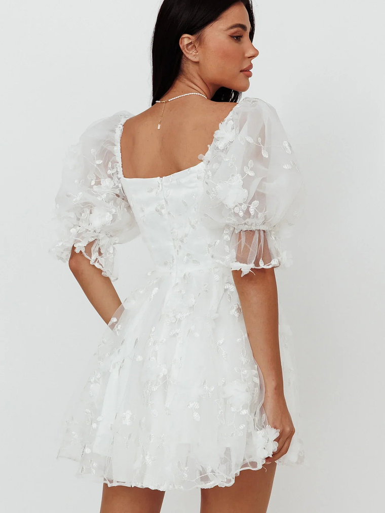 I've Got Sunshine Ruffle Strap Mini Dress Embellished White 2