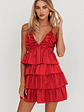 Heavenly Bliss Ruffle Mini Dress Red - thumbnail 1