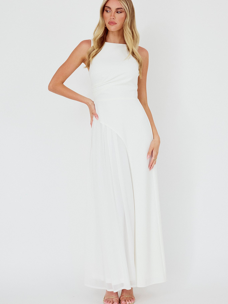 Ibis Pleat Detail Maxi Dress Off White 1