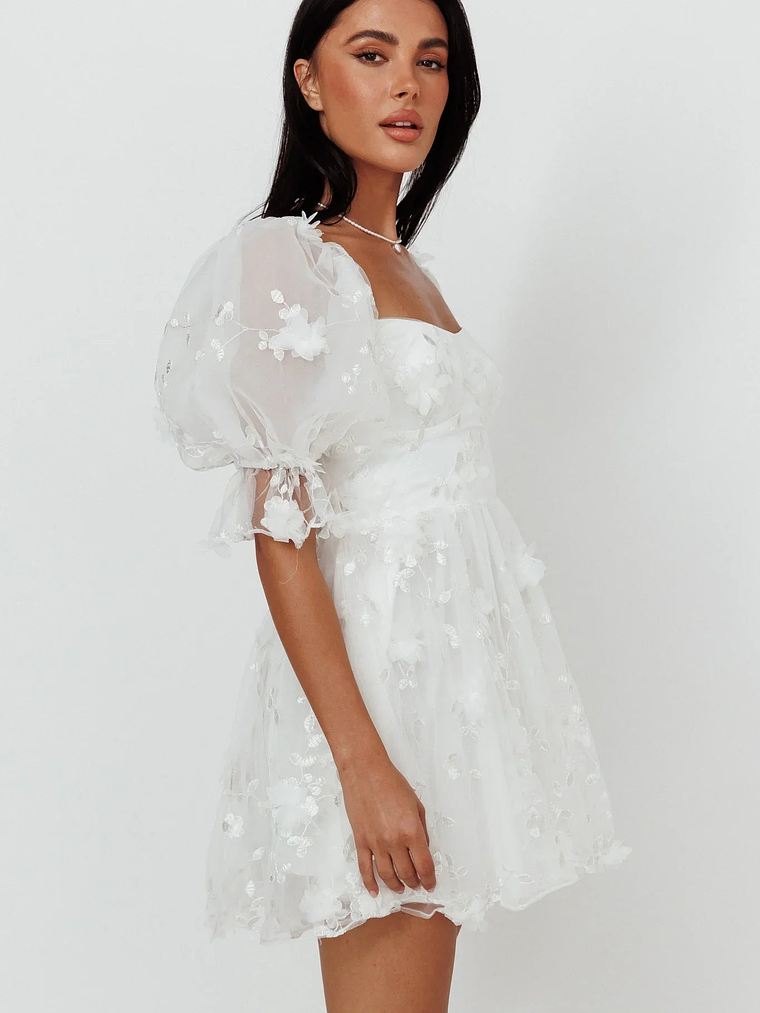 I've Got Sunshine Ruffle Strap Mini Dress Embellished White 3