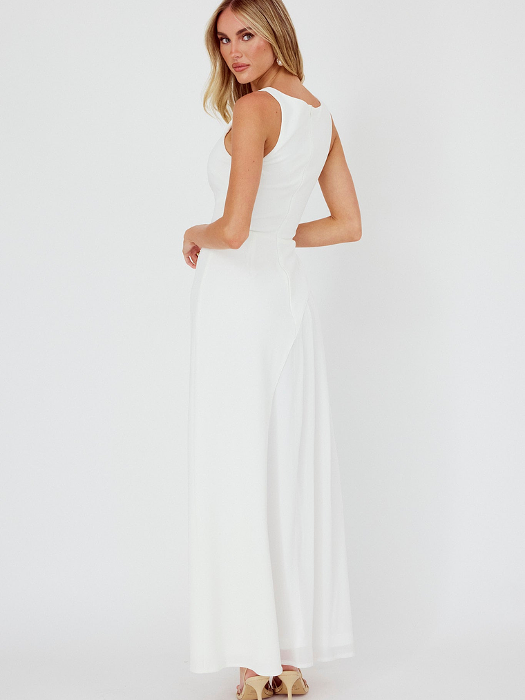 Ibis Pleat Detail Maxi Dress Off White 2