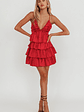 Heavenly Bliss Ruffle Mini Dress Red - thumbnail 3