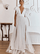 Heaven's Love Deep V-Neck Tulle Maxi Dress White - thumbnail 6