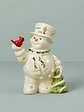 Happy Holly Days Snowman & Cardinal Lit Figurine - thumbnail 1