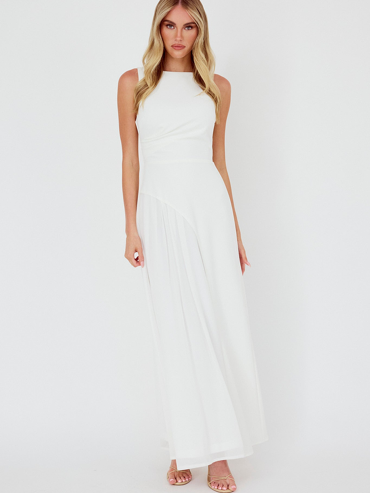 Ibis Pleat Detail Maxi Dress Off White 4