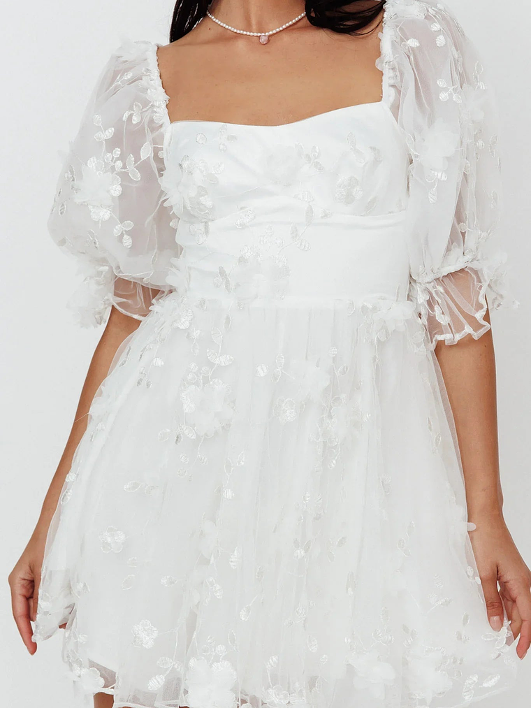 I've Got Sunshine Ruffle Strap Mini Dress Embellished White 4