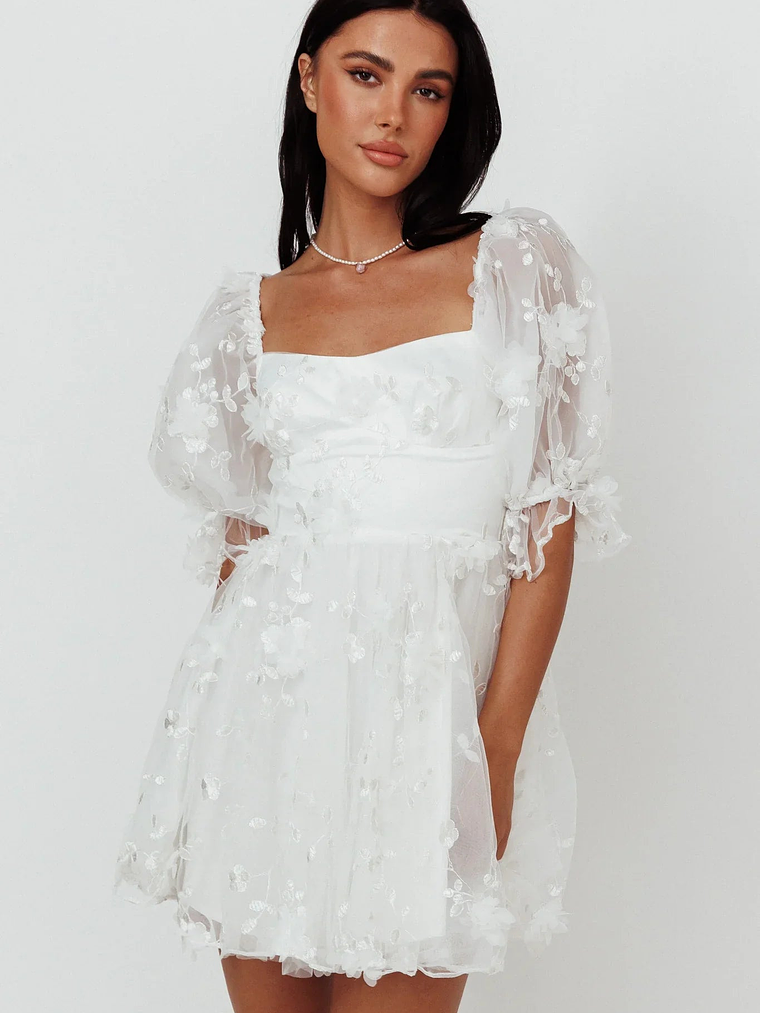 I've Got Sunshine Ruffle Strap Mini Dress Embellished White 5