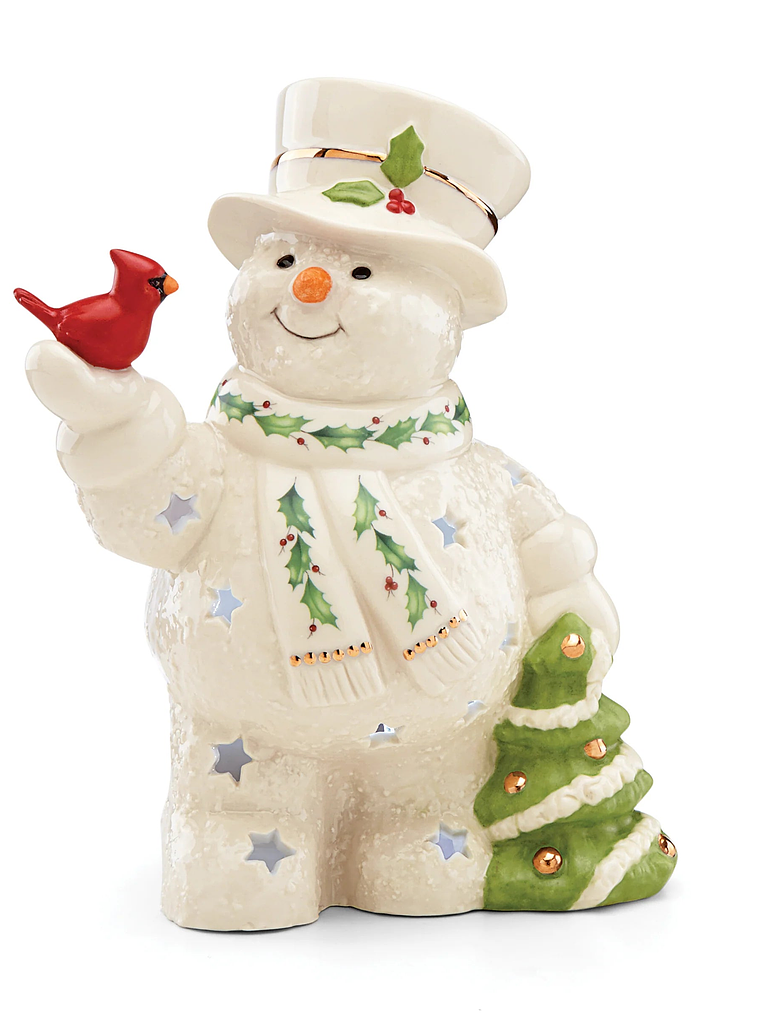 Happy Holly Days Snowman & Cardinal Lit Figurine 3