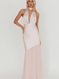 Italia Azure Halterneck Sheer Hem Maxi Dress Blush - thumbnail 2