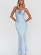 High Roller Cowl Back Rosette Maxi Dress Blue - thumbnail 1