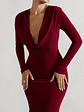 Heavy Heart | Berry Cowl-Neck Long-Sleeve Maxi Dress - thumbnail 3