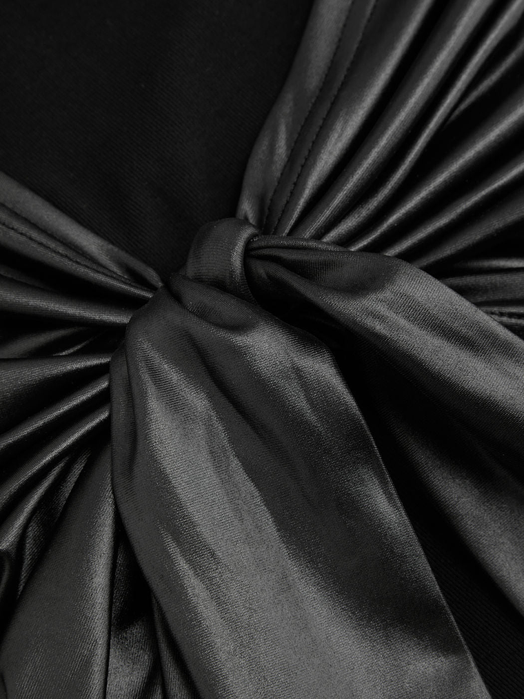 High Neck Ruched Knotted Mini Dress 4