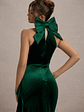 Janiya | Green Velvet High-Neck Ruffled Split Maxi Dress - thumbnail 3