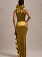 Janiya | Mustard Velvet High-Neck Ruffled Split Maxi Dress - thumbnail 2