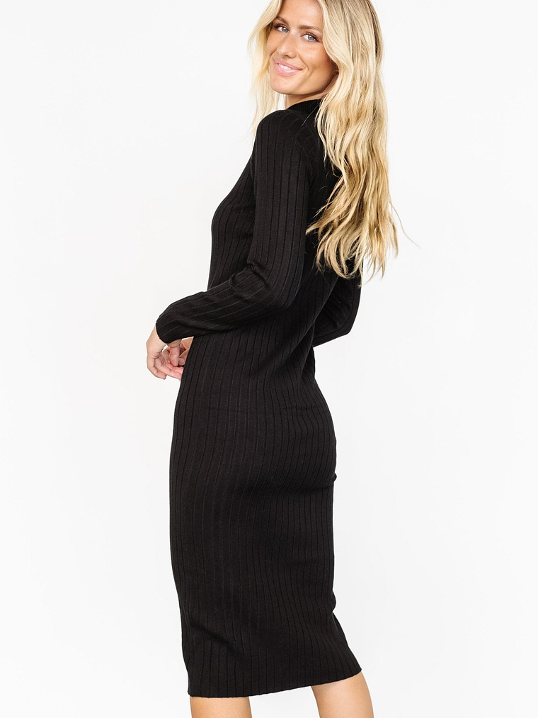 Jill Ribbed Midi Dress | Black 5