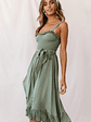 Honey Shirred Frill Midi Dress Olive - thumbnail 5
