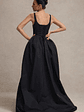 Infinite | Black Strappy Maxi Dress With Volume High-Low Skirt - thumbnail 2
